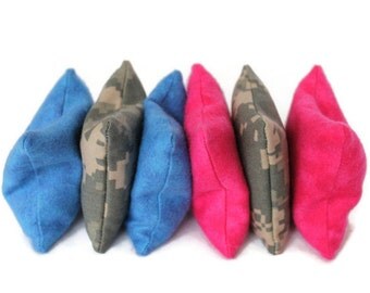 Army Camouflage Royal Blue and Hot Pink Flannel Bean Bags ACU Twill Rice-Filled Child's Toy Small (set of 6) - US Shipping Included