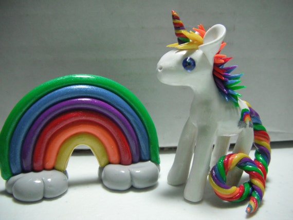 custom rainbow unicorn set cake topper made to order