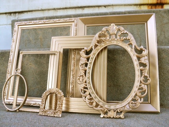 Large Gold Ornate Picture Frame Set