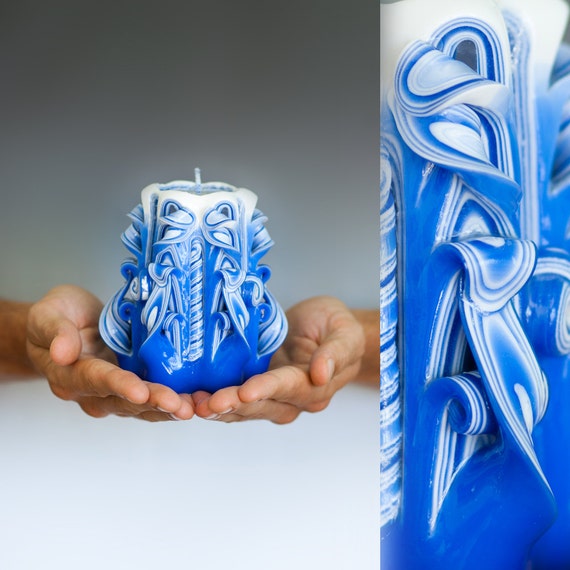 Valentines day gift for him Carved candle Small candle