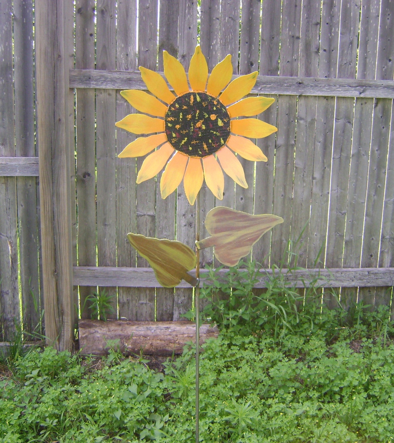 Sunflower on stake Metal Garden Art Painted by ...