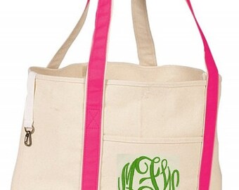 Personalized Canvas Beach Tote~ Monogrammed Canvas Bridal Tote ...