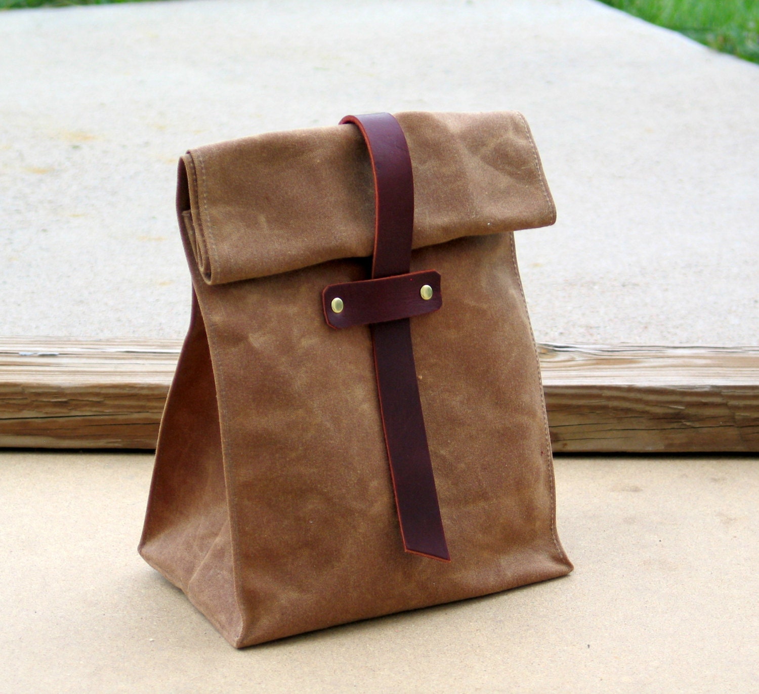 Waxed Canvas and Leather Lunch Tote Waxed Canvas Lunch Bag