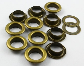 100Pcs 17mm Antique Brass Round Grommet Eyelet (BRG17)