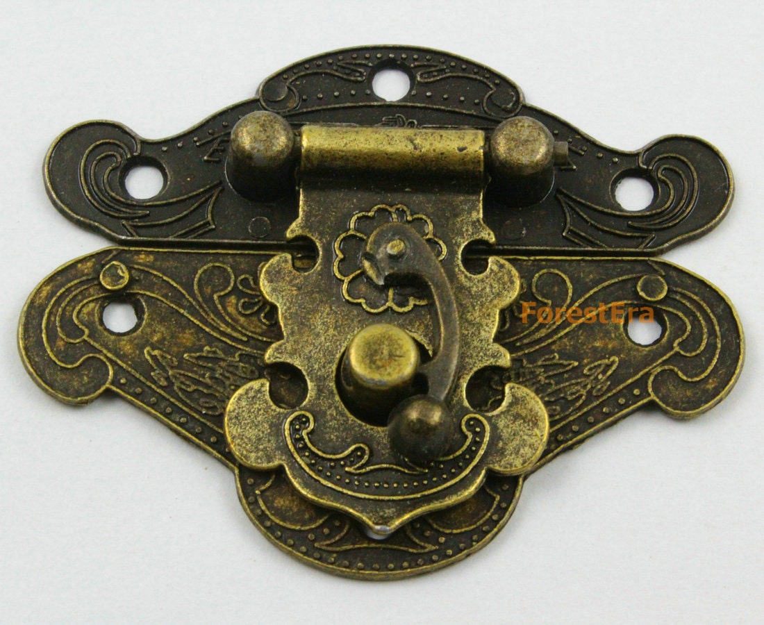 1Pcs Antique Brass Jewelry Box Hasp Latch Lock 66x54mm with