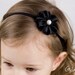 Black Flower Headband - Big Pearl and Black Satin flower Handmade Baby Headband - Newborn to Adult Headband