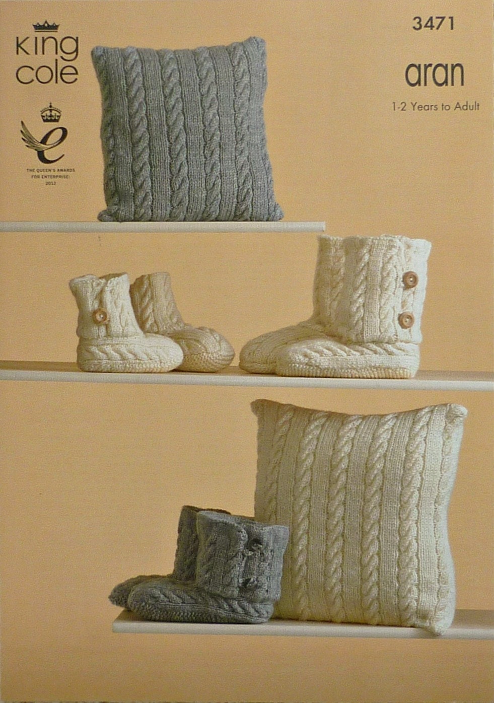 Cushion Knitting Pattern K3471 Childrens/Adults Hug Boot