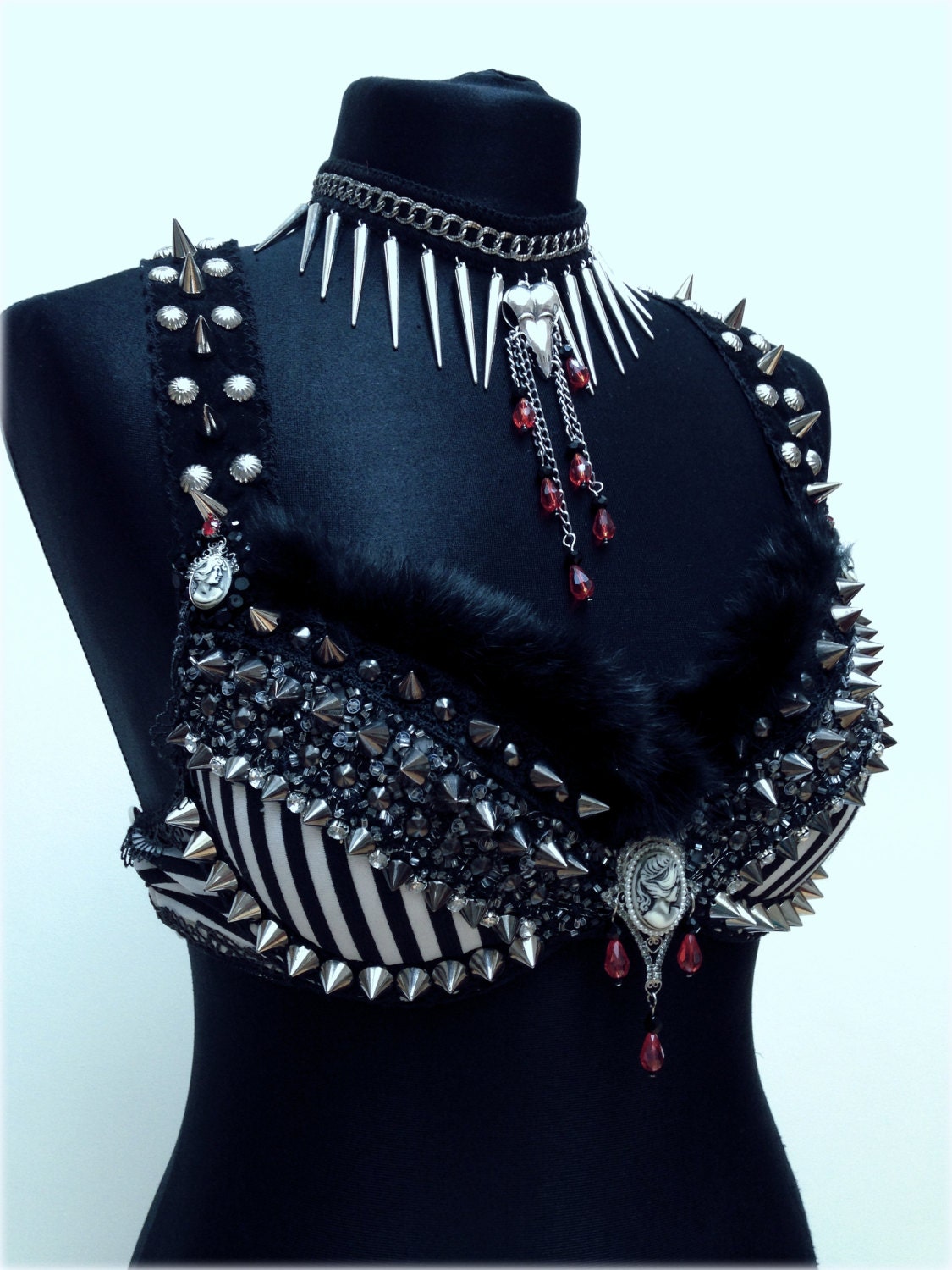 Spiked Bra Gothic Bra Tribal Fusion Bra Goth Belly Dance Bra