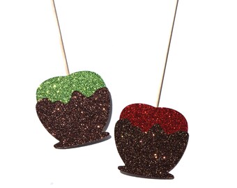 Caramel Apple Photo Booth Props - Set of 2 GLITTER Caramel Apples on a stick - Part of our Fall Favorites Collection - Limited Edition