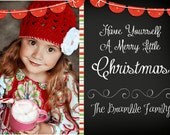 Red and Green Stripes Christmas Card - Chalkboard Bunting Photo Christmas Card - Holiday Card Printable Il_170x135