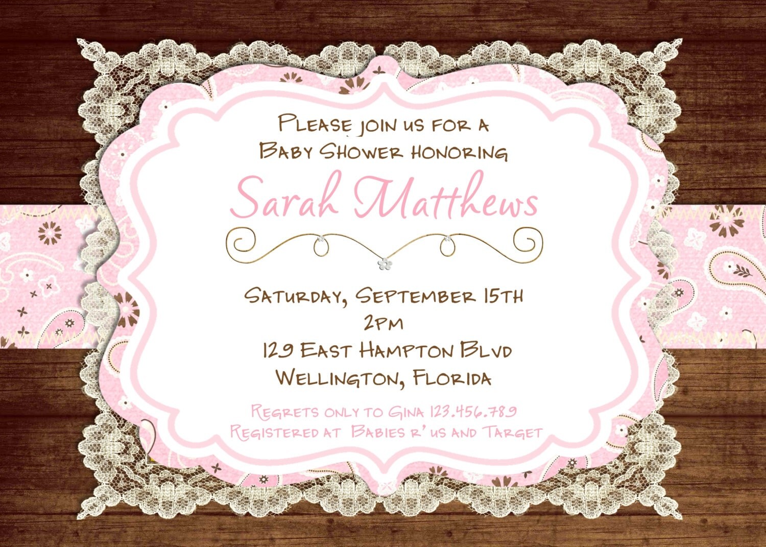 Lace Baby Shower Invitations 2