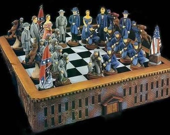 Civil War chess Set, Union and Confederate, General Lee,President Lincoln, rebels and yankees,North and South,ready to paint,ceramic u-paint