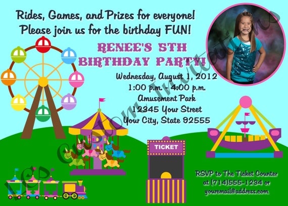 Amusement Park Birthday Invitations Free 4