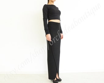 Wrap front column maxi skirt winter fashion