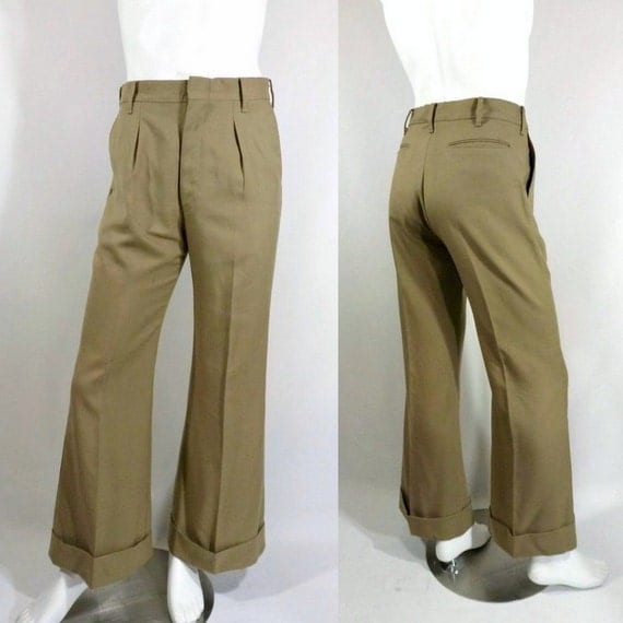 Mens 70s Cuffed Bell Bottom Pants / Lee by OneTrickChassis on Etsy