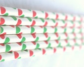 25 CHRiSTMaS DoTS-red and green dots-Paper Straws--25ct with Free Printable diy Flags Il_170x135