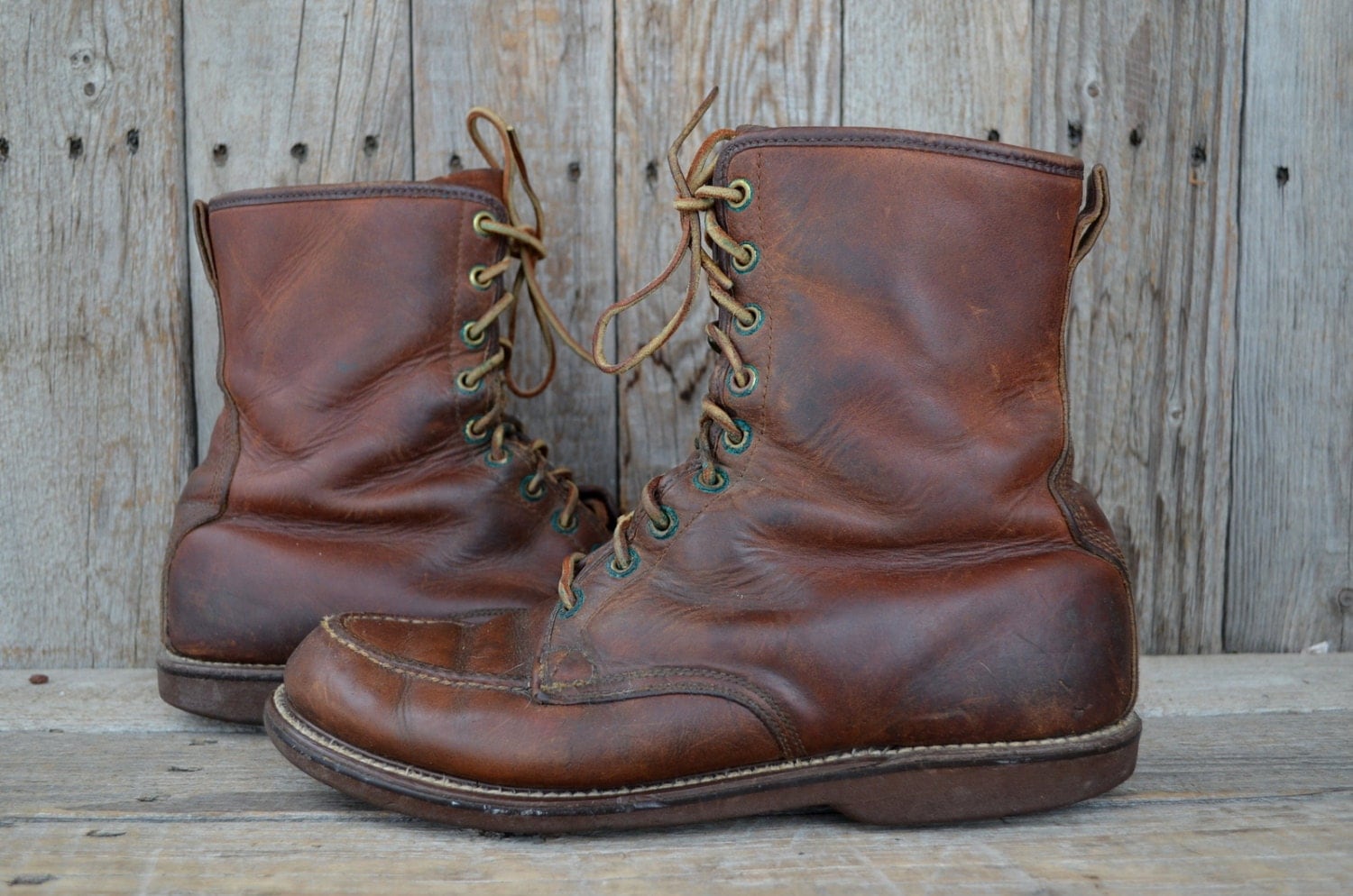 50s Work Boots Brown Leather Gold Bond American Work Wear Moc