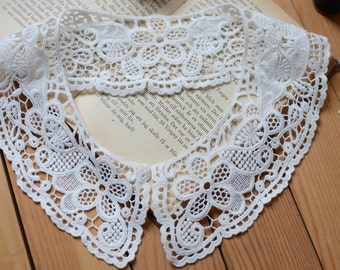 ivory lace collar, cotton lace collar, crochet lace collar, vintage style lace collar