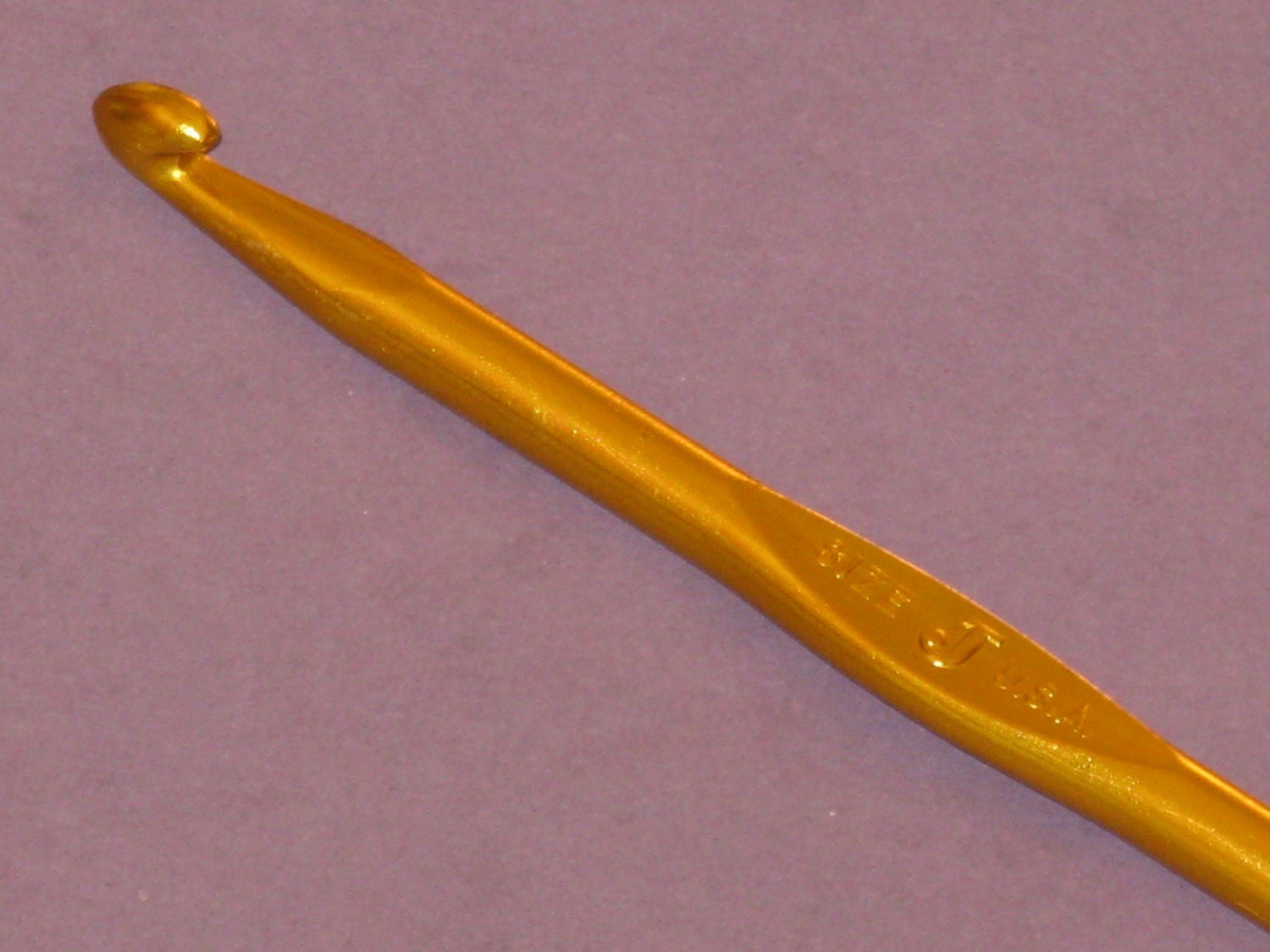 Vintage Boye Crochet Hook Size J USA Aluminum Gold by