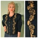 Vintage Cardigan in Dark Forest Green with Gold Detail Ribbon Embroidery and Buttons Great for Rockabilly Pinups