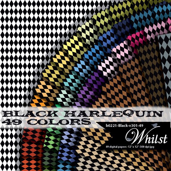 Harlequin digital paper small background pattern mini geometric scrapbooking : b0221 Black v301 49C Il_570xn