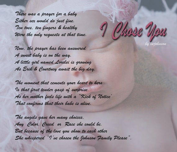Items similar to Baby Poem "I Chose You" Beautiful baby