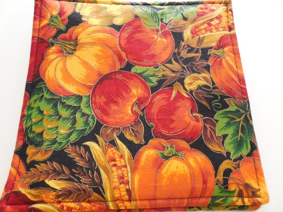 Fall Harvest Pot Holders or Trivets Set of by GabbysQuiltsNSupply