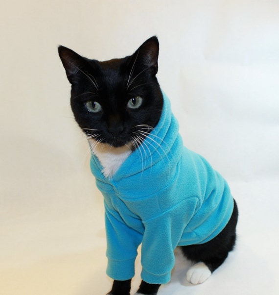 Cat Hoodie Cat Clothes Microfleece Cat by RockinDogsCoolCats