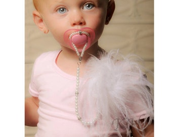 5in1 Convertible Pacifier Clip Pearl Necklace Handmade Personalized