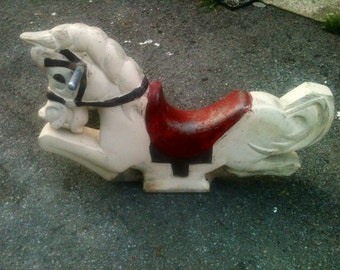 Vintage Aluminum Playground Spring Ride Horse Toy Ride JE Burke CO Gametime Saddle Home Decor Cottage Chic Garden Carousel Equestrian