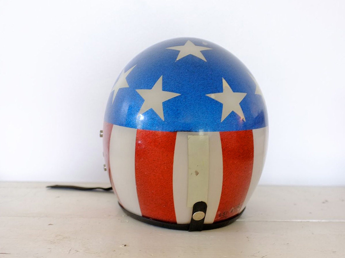 Vintage 1970s Stars and Stripes Motorcycle Helmet