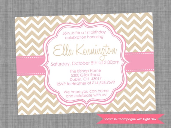 Birthday Party Invitation - Printable Birthday Themed Chevron Invite - Colors and Text Customizable Il_570xn