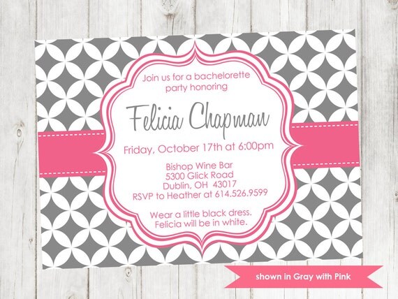 Printable Bachelorette Party Invitation - Bachelorette Themed Pixie Invite - Colors and Text Customizable Il_570xn