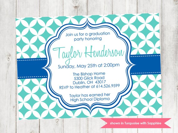 Printable Graduation Party Invitation - Graduation Themed Pixie Invite - Colors and Text Customizable Il_570xn