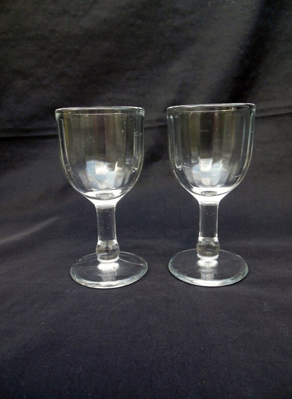 Pair of Small Stemmed Cordials with Fluted Cups Little Wine