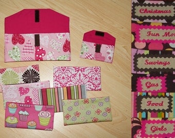 Made with Love Heart Fabric Cash Envelopes with EMBROIDERED LABELS