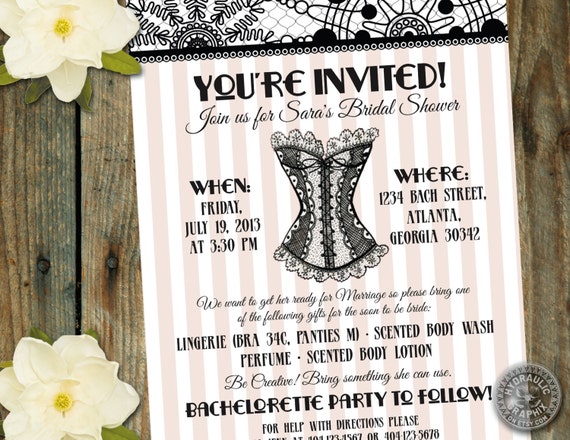 Vintage Lingerie Shower Invitation with corset and lace Il_570xn