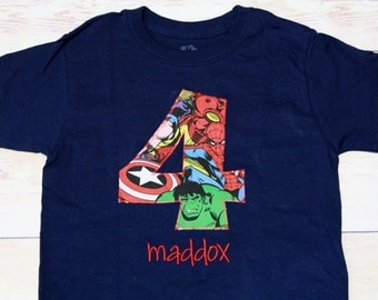 Superhero Birthday Shirt / Captain America / IronMan / Spiderman / Thor / Hulk / 1st 2nd 3rd 4th 5th 6th 7th Birthday / Boy Birthday/Marvel