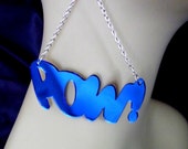 POW! Comic Laser Cut Acrylic Earrings in Gold, Blue and Red