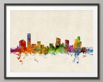 Grand Rapids Skyline, Grand Rapids Michigan Cityscape Art Print (211)
