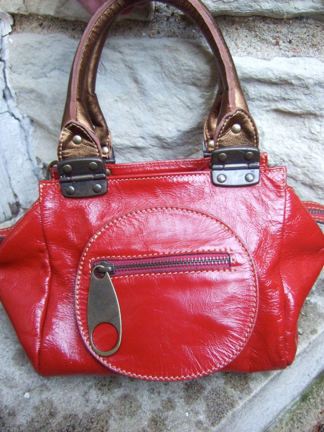 Italian Patent Leather Mod Red Handbag
