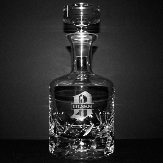 Engraved Crystal Decanter w/ Custom Monogram Personalized