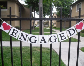 Engaged Banner - Heart can be customized with your color