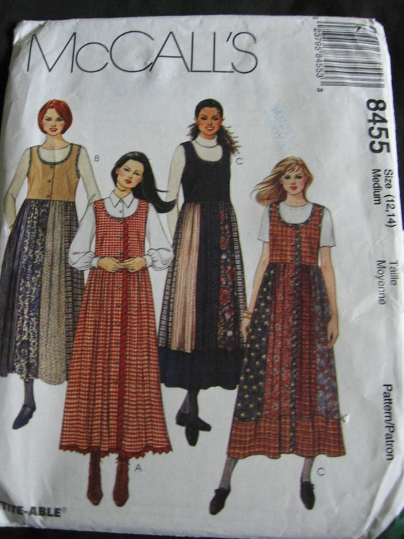 McCalls Misses Womens Jumper Dress Pattern 8455 UC FF Size 12