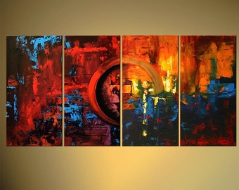 Modern Abstract Painting, Colorful Large 60" x 30" Original Palette Knife acrylic Painting by Osnat - MADE-TO-ORDER