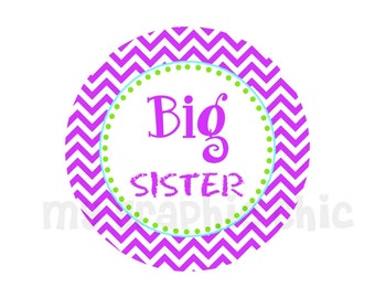INSTANT Download Big Sister Iron on Transfer Purple Chevron Printable ...