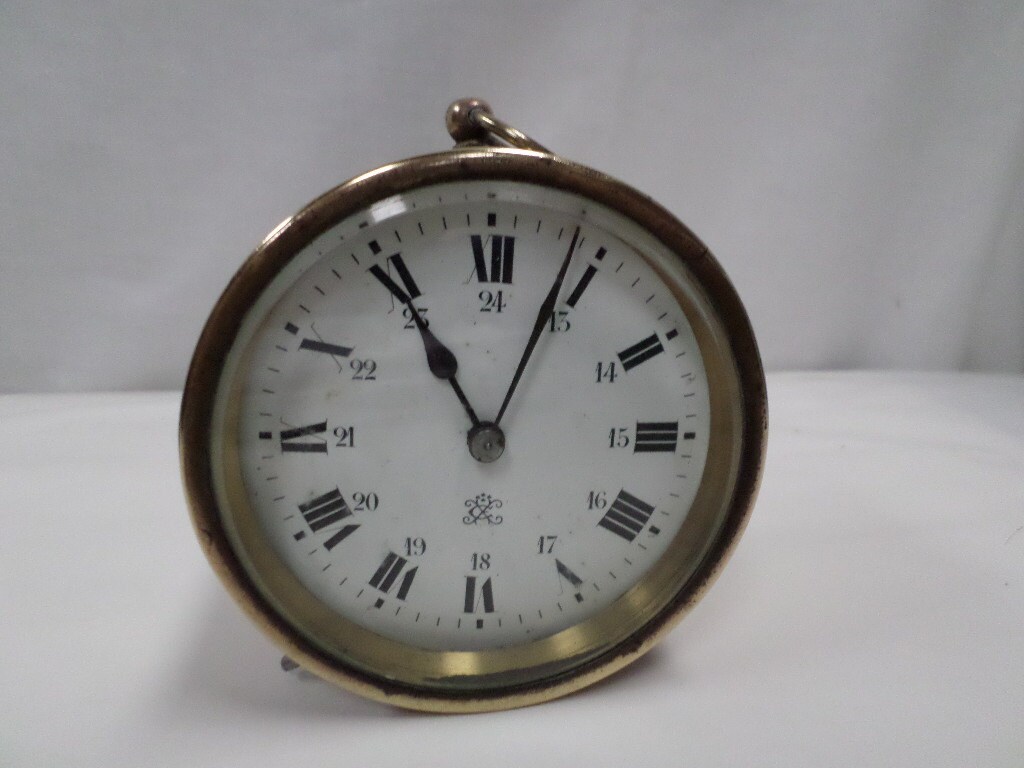 French Antique Brass Alarm Clock 1800s w624 by MonsieurBrocanteur