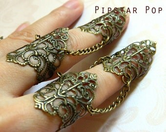 Steampunk filigree Raven Claw armor rings SET Gothic Filigree Pliable adjustable Metal rings for elven larp,steampunk cosplay