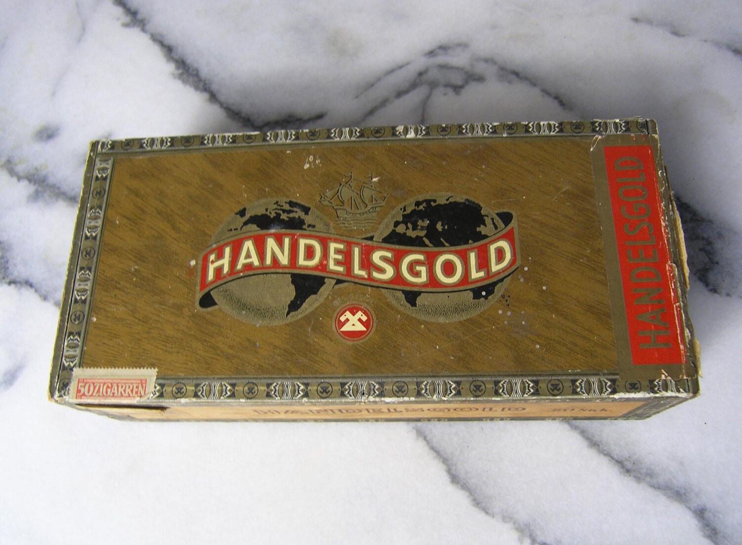 Vintage Holz Zigarrenkiste Handelsgold 310 hölzernen