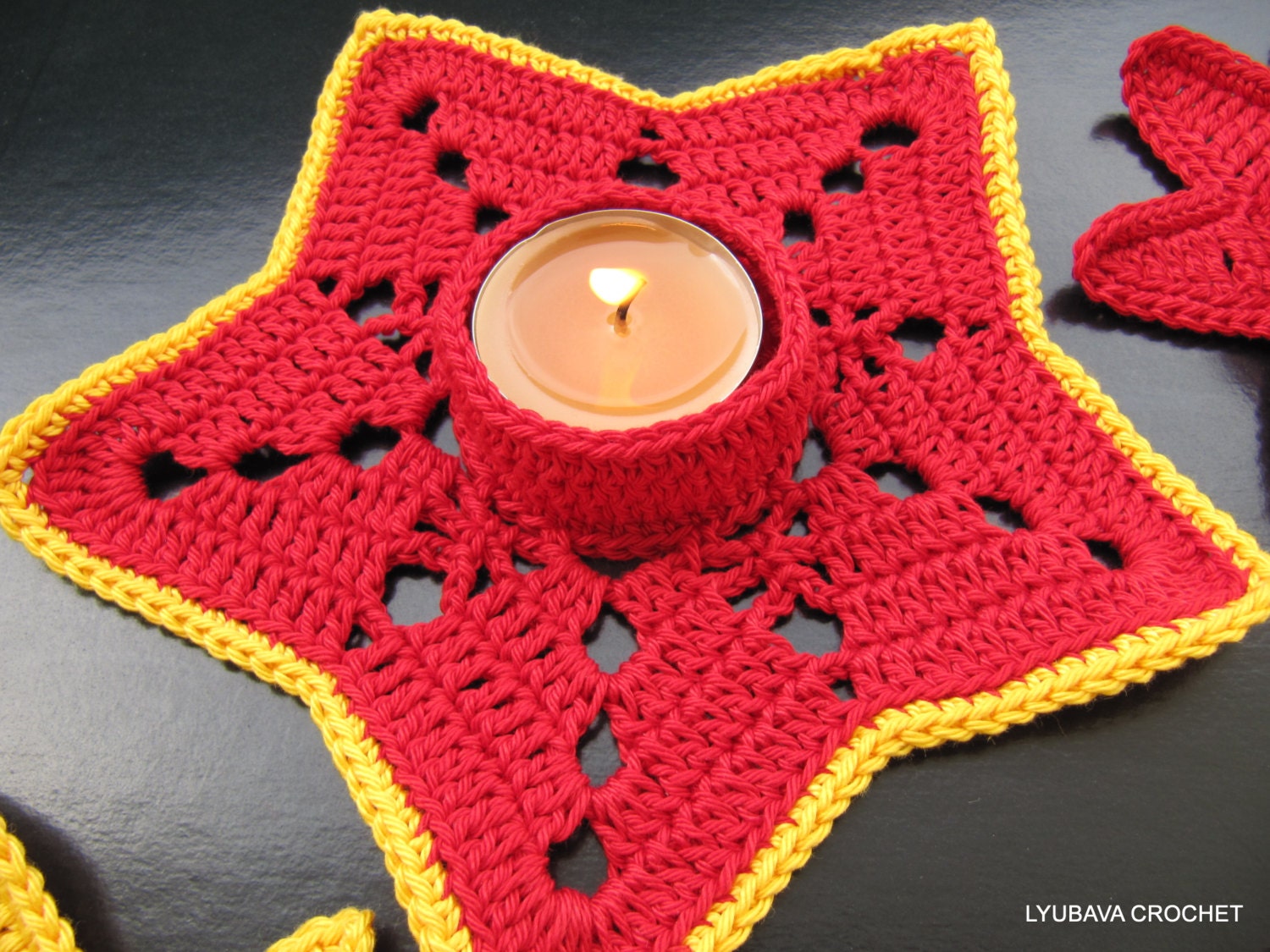 CROCHET PATTERN Tea Light Candle Holder DIY by LyubavaCrochet